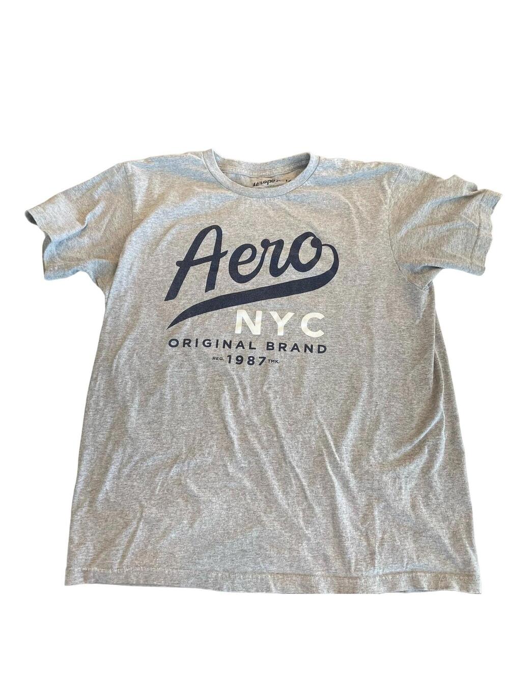 Aeropostale T Shirt Short Sleeve Grey Women Aero NYC T Shirt Size Large